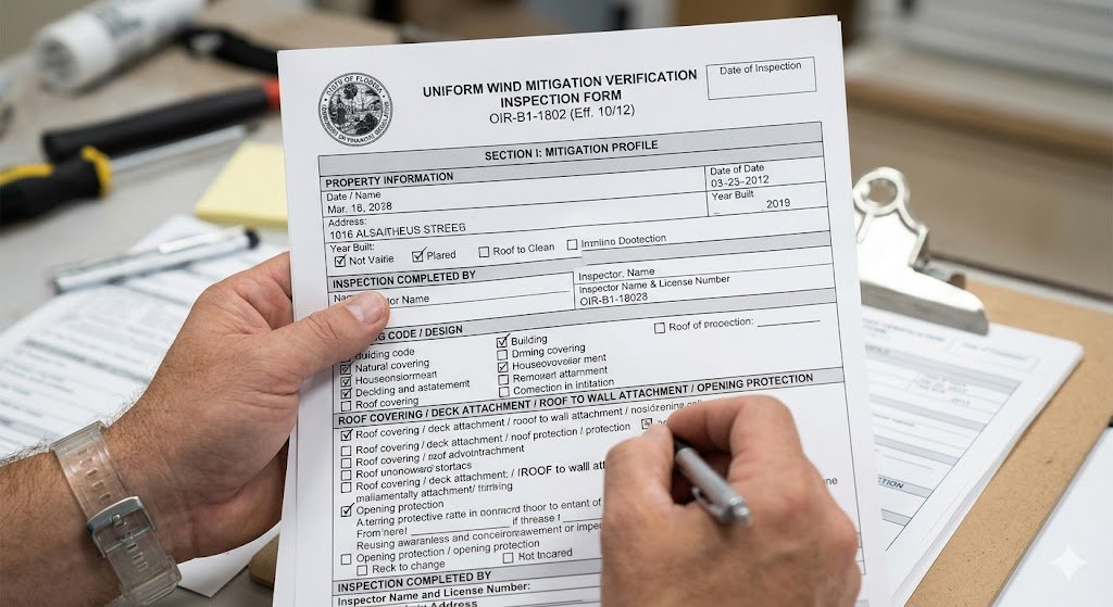 Official Florida Wind Mitigation Inspection Form OIR-B1-1802